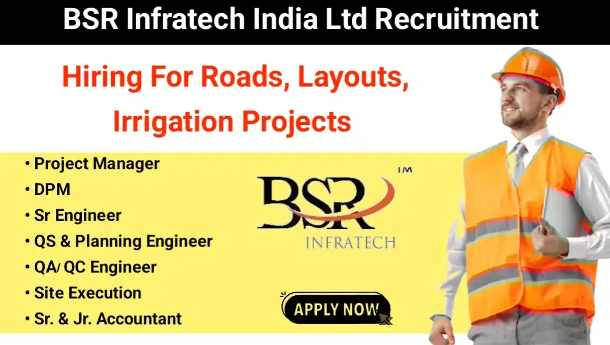 BSR Infratech India Limited New Vacancy 2025 | For Roads, Structures, Layouts, and Irrigation Projects.