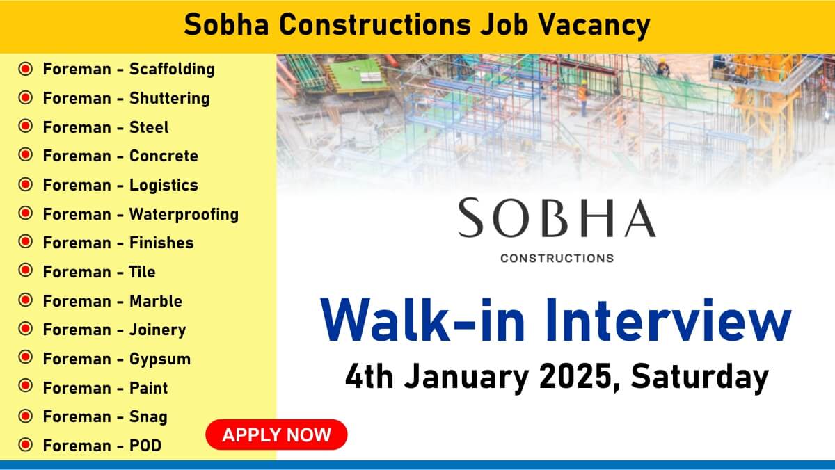 Sobha Constructions Job Vacancy