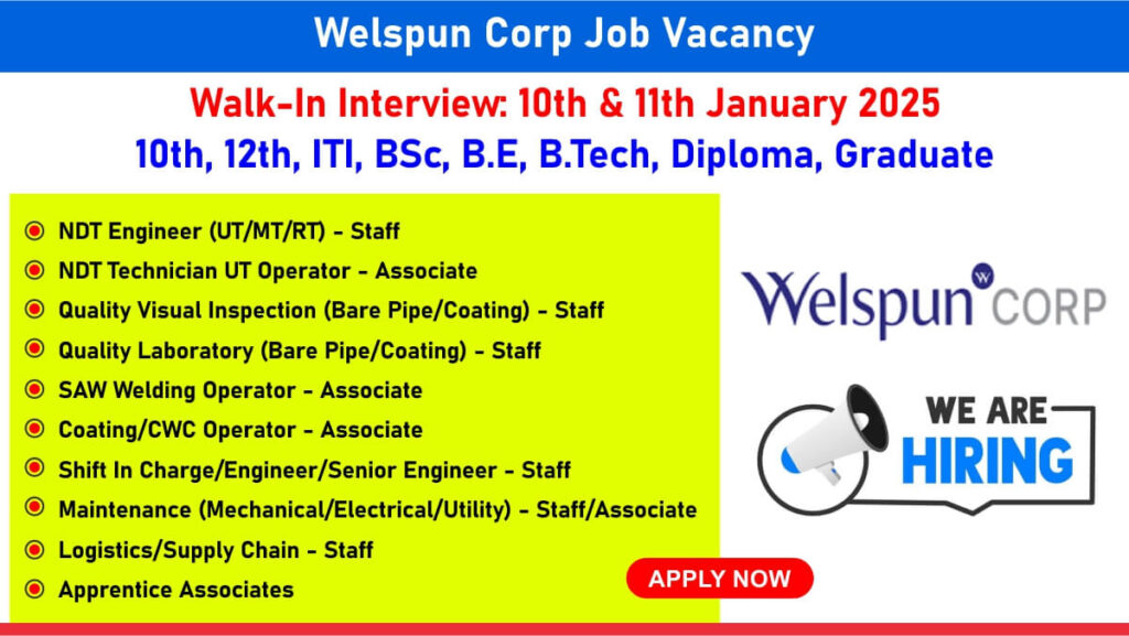 Welspun Corp Job Vacancy