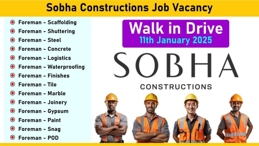 Sobha Constructions Job Vacancy