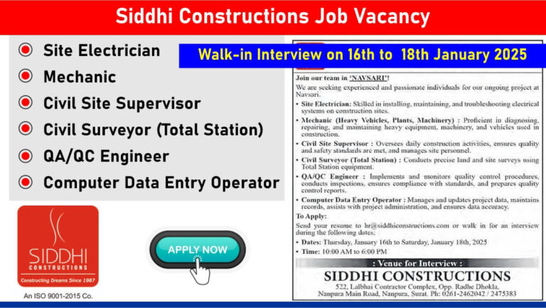 Siddhi Constructions Job Vacancy