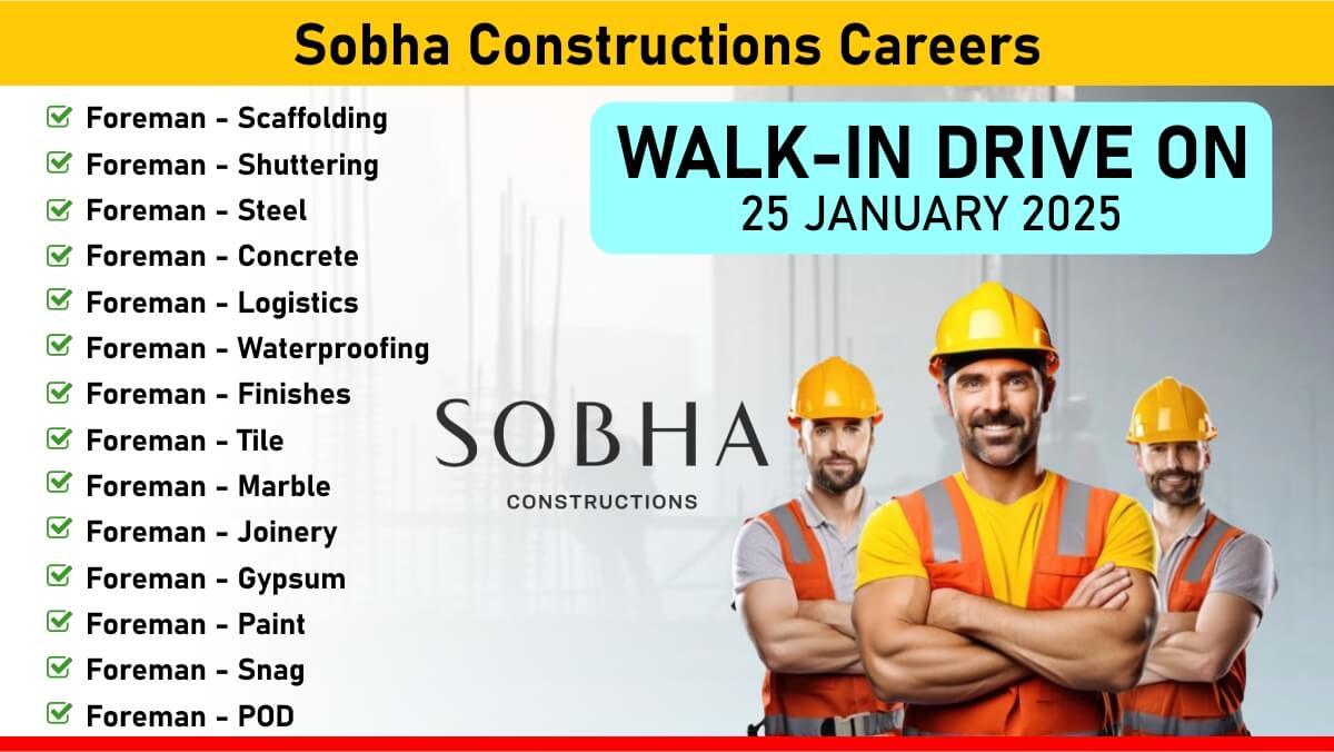 Sobha Constructions Job Vacancy