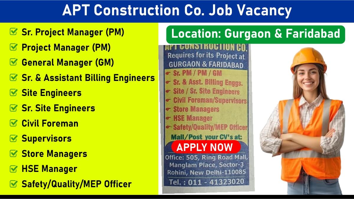 APT Construction Co. Job Vacancy