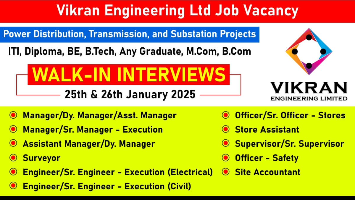 Vikran Engineering Ltd Job Vacancy