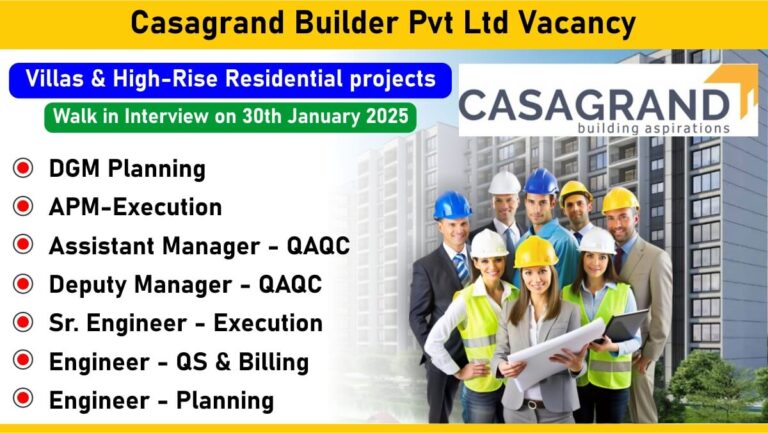 Casagrand Builder Pvt Ltd Vacancy