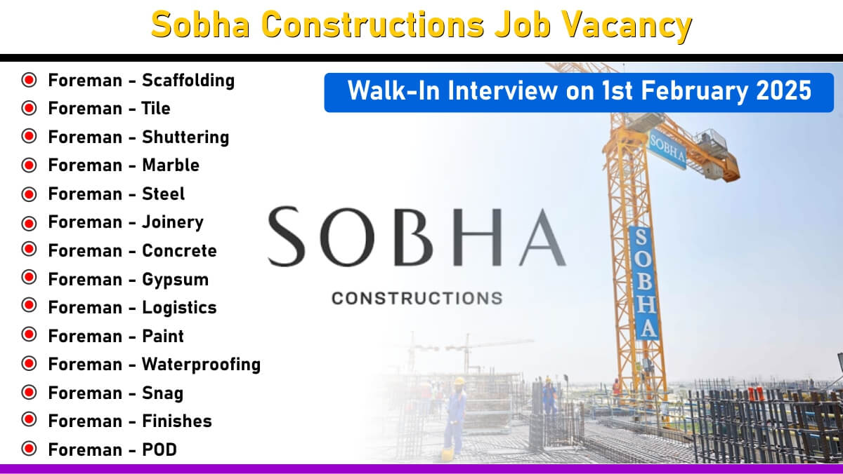 Sobha Constructions Job Vacancy