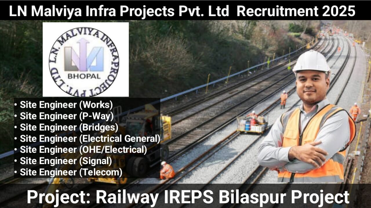 LN Malviya Infra Projects Pvt. Ltd Urgent Recruitment 2025: For Railway IREPS Bilaspur Project