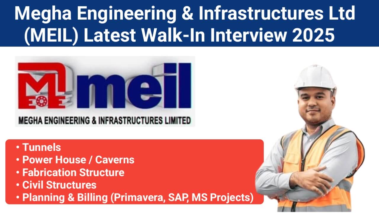 Megha Engineering & Infrastructures Ltd (MEIL) Latest Walk-In Interview 2025 | Date: 15th February 2025