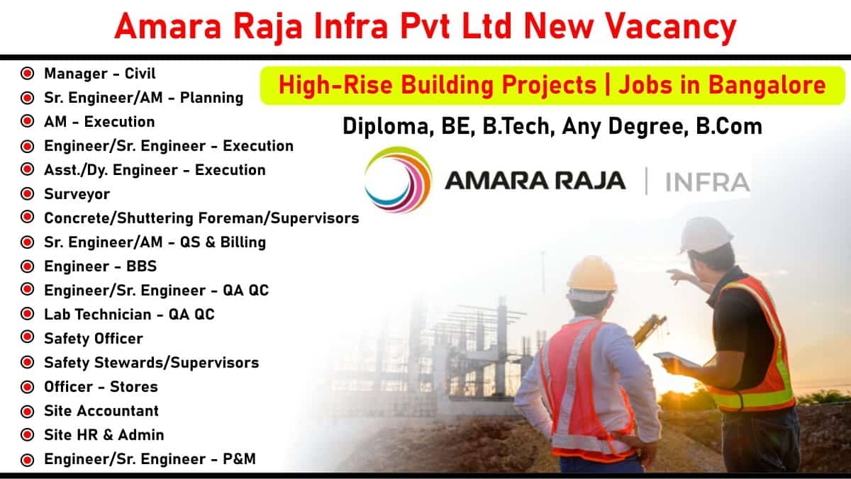 Amara Raja Infra Pvt Ltd New Vacancy