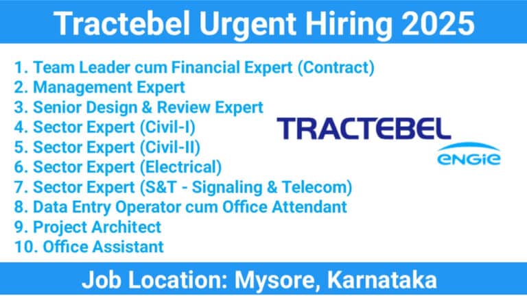 Tractebel Recruitment 2025 | For rail infrastructure, design, and project execution