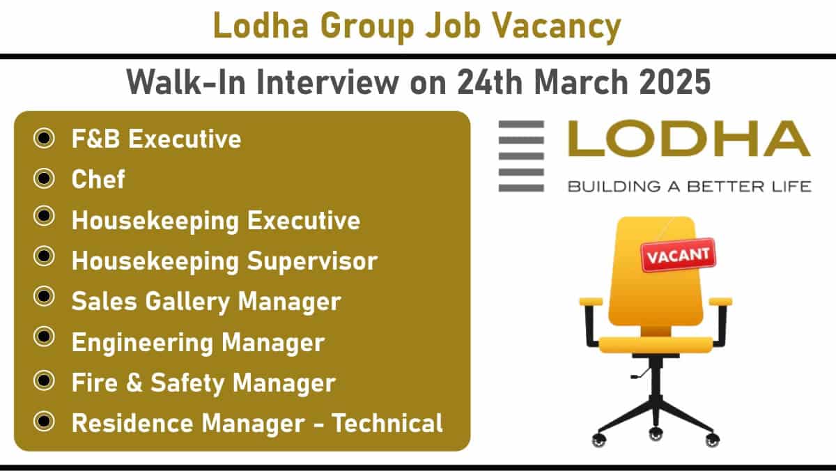 Lodha Group Job Vacancy