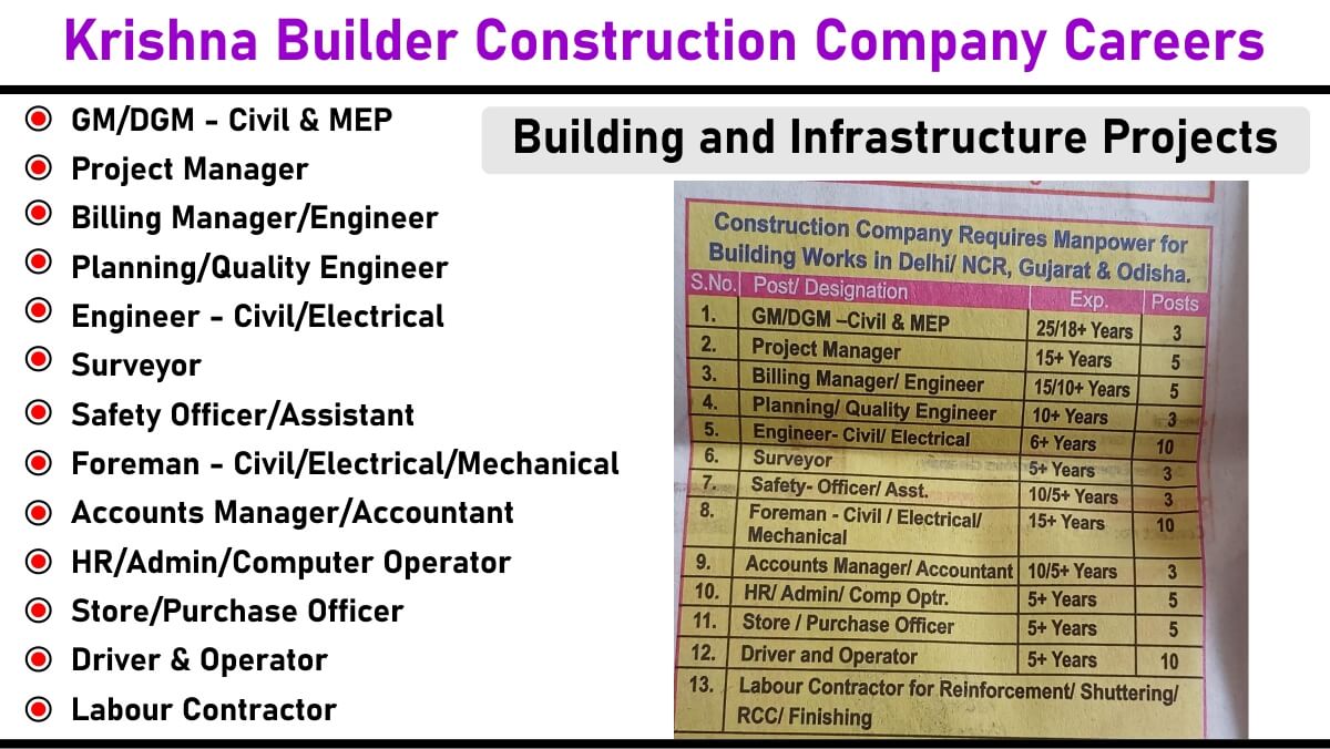 Krishna Builder Construction Company Careers