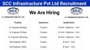 SCC Infrastructure Pvt Ltd Recruitment | Hiring for Multiple Positions | Apply Now