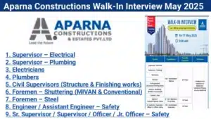 Aparna Constructions Walk In Interview | Positions for Residential &  Commercial Projects