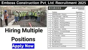 Emboss Construction Pvt Ltd Vacancy | For upcoming Building Projects