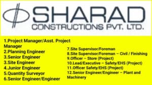 Sharad Constructions Pvt Ltd Vacancy | Hiring for Multiple Positions | Construction Jobs
