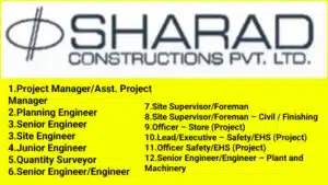 Sharad Constructions Pvt Ltd Vacancy | Hiring for Multiple Positions | Construction Jobs