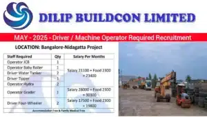 Dilip Buildcon Ltd Urgent Hiring 2025 | Driver Jobs | Operator Jobs