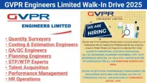GVPR Engineers Limited Careers: Recruitment for Water and Irrigation Projects across India