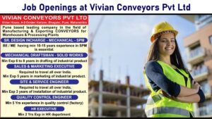 Job Openings at Vivian Conveyors Pvt Ltd – Pune-Based Conveyor Manufacturing Company