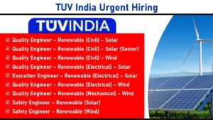 TUV India Urgent Hiring: Renewable Energy Projects (Solar & Wind) | Apply Now
