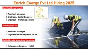Enrich Energy Pvt Ltd Hiring 2025: Recruitment for Civil & Electrical Departments for Solar Projects | Akkalkot, Maharashtra