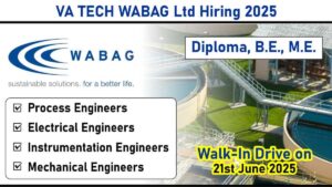 VA TECH WABAG Ltd Hiring 2025: Join the Frontline of Water Infrastructure Engineering | Walk-In Drive on 21st June 2025