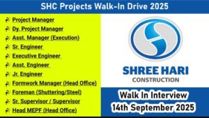 SHC Projects Walk-In Drive 2025 – Civil, MEP, QA/QC & HSE Jobs in Ahmedabad